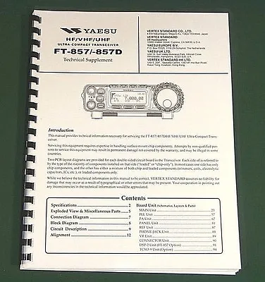 Yaesu FT-857/FT-857D Service Manual: With All 11 X17  Foldout Diagrams! • $36.20