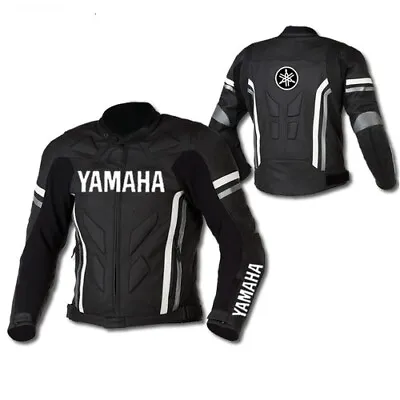 YAMAHA Motorbike Racing Leather Jacket MOTOGP Motorcycle Biker Leather Jacket CE • £119.99