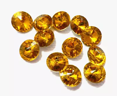 12 Pcs Acrylic Pointed Back Chaton Rivoli Beads Topaz 18mm Foiled • $3