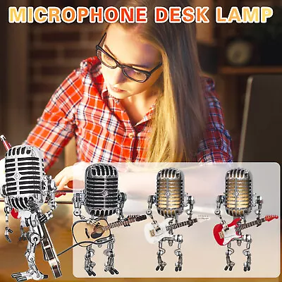 Retro Vintage Microphone Desk Lamp Microphone Robot Lamp Home Furnishings • $24.99