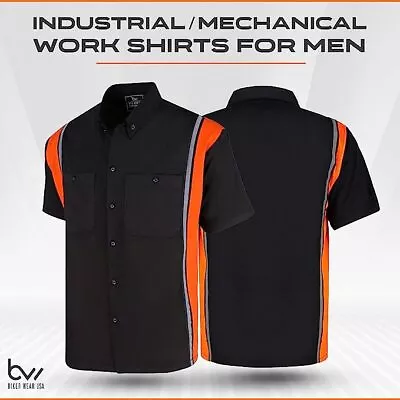 Men's Mechanical/industrial Work Shirt-button-down & Reflective Safety Lining • $26.99