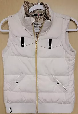 Bonfire Snowboarding Co Womens Vest White Puffer Down Zip Front Pockets Sz 6 • $34.99