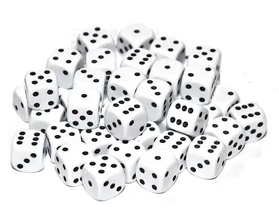 50 White Dice 12mm  D6 (6 Sided) • £3.95