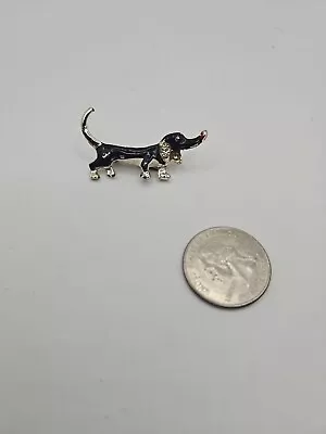 Vintage Miniature Dachshund Black Weiner Dog Pin Brooch 1.5  • £9.63