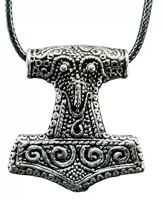 Thors Hammer Pendant Necklace Raven Skane Mjolnir Norse Pagan Hammer Jewellery • £6.49