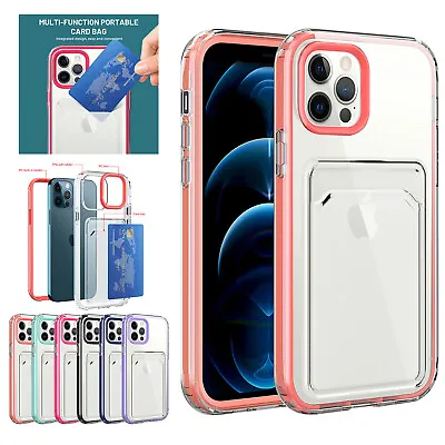 $10.36 • Buy Case For IPhone 14 13 12 11 Pro Max XS XR 7 8 Clear Shockproof Card Holder Cover