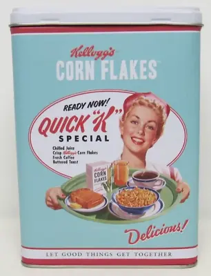 Nostalgic Art Kellogg's Corn Flakes Quick K Special Embossed Tin Box NOB • $42.71