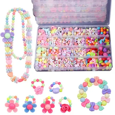 580x DIY Bracelet Making Kit Kids Girls Make Your Own Beads Set Jewellery Making • £4.99