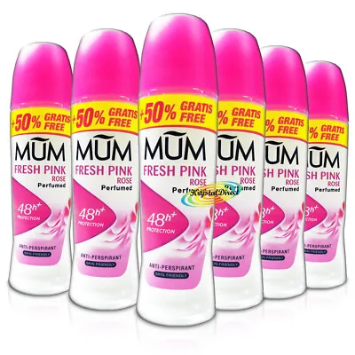 £13.79 • Buy 6x Mum Roll On Fresh Pink Rose 48H Anti Perspirant Deodorant 75ml Alcohol Free