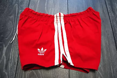 ADIDAS MADE IN WEST GERMANY SHORTS ORIGINALS VINTAGE RETRO COTTON RED SIZE 4 80s • $101.89