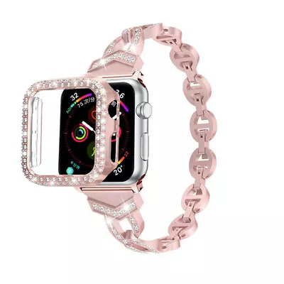 $18.99 • Buy Bling Iwatch Band Wrist Strap Pc Case For Apple Watch Series 8 7 6 5 4 3 21 SE 2