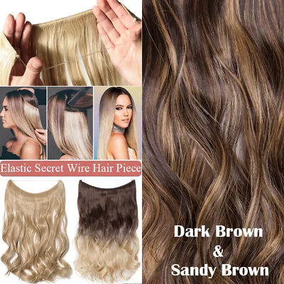 Secret Wire In REAL As Human Hair Extensions Hidden Wire Wrap Band Curly Ombre • $13.35