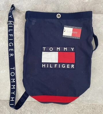 $50 • Buy Vintage Tommy Hilfiger Weekend Leave Big Logo Canvas Duffle Bag Big With Tags