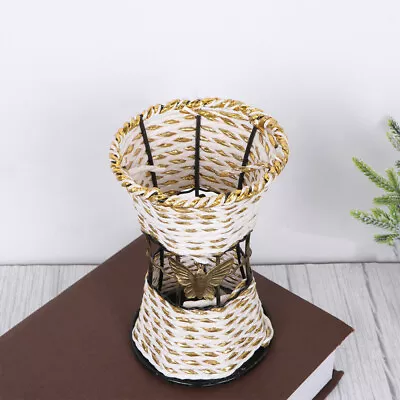 Simulated Rattan Woven Flower Vase Wicker Tall Acrylic • £8.89