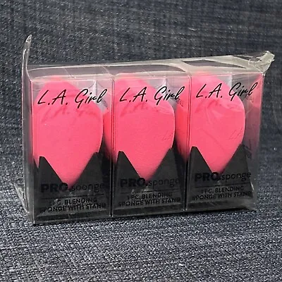 L.A. Girl PRO Sponge Blending Sponge With Stand  Set Of 3 Pink • $8.15