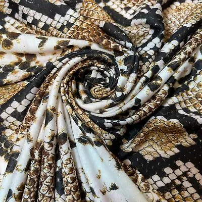 £1.99 • Buy Stretch Animal Print Snake Skin Gold Foil Viscose Jersey Ponte Dress Fabric 58 