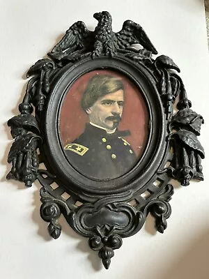 EAGLE PATRIOTIC CAST IRON Civil War Frame Nathaniel Banks Union General • $95