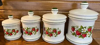 Vintage Sears Roebuck ‘STRAWBERRY FIELDS' Kitchen Canisters Choice Size SMLXL • $18.99