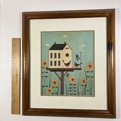 $34.99 • Buy Vintage Garden Print Folk Art Birdhouse Two Birds Doing Laundry Warren Kimble