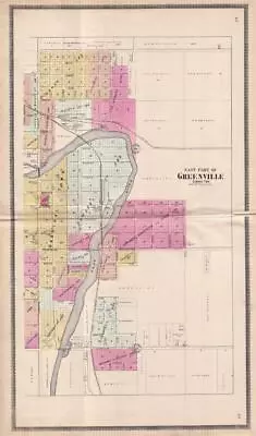 1895 Antique Plat Atlas Of Michigan-map Of Greenville-east Part-excellent Detail • $10