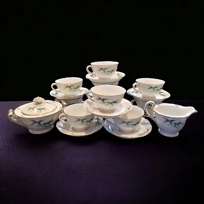 Vintage Orion China Handpainted Japan Set Of 10 Teacups Saucers SugarJar Pitcher • $49.98