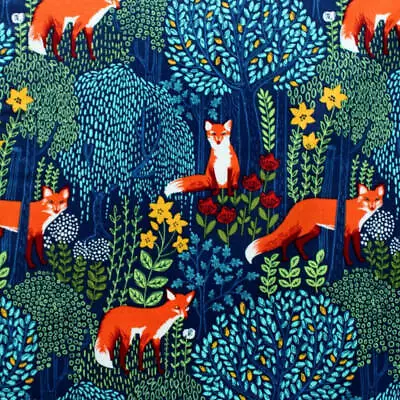 100% Cotton Fabric Michael Miller - Into The Woods Fox Forest Animals • £5.40