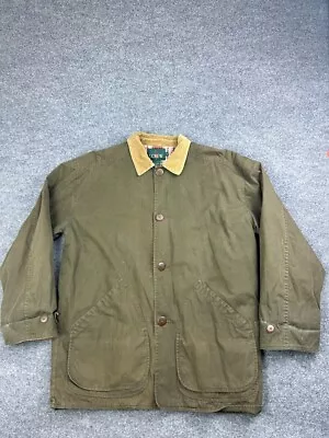 VNTG J. Crew Field Jacket Men's M Green Canvas Corduroy Trim Barn Chore Flannel • $50