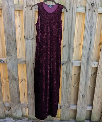 Lulus Crushin' It Crushed Velvet Maxi Slit Dress Womens Med Burgundy Red Maroon • $35.97