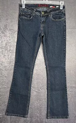 Womens Bongo Jeans Flirty Boot Cut Low Rise Cowgirl Stretch Size 7 (30Wx33L) • $11.99