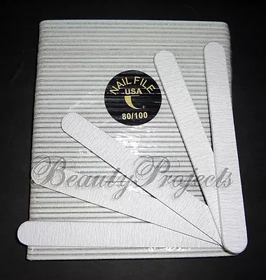 50pc Salon Professional Acrylic Nail File 80/100 Grit Zebra Sanding Files 7  NEW • $19.49