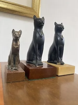 Two British Museum Replica Egyptian Bastet Cat Figures + Smaller Figure • £25