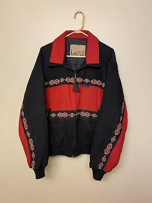 VTG Aztec Western Jacket Mens M/L Red Suede Leather Made In US 90s Cripple Creek • $55