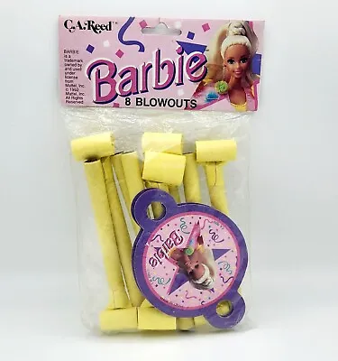 Vintage 1992 Barbie Birthday Party Blowouts Set Of 8 Yellow Purple Pink • $9
