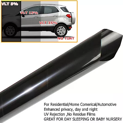 $8.35 • Buy VLT 35% 5% Room Darken Blackout Window Tint Film Glare Sunlight Reduce UV Block
