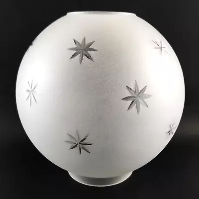 Vintage Ball Shade Frosted Glass Cut Stars Starbursts • $90