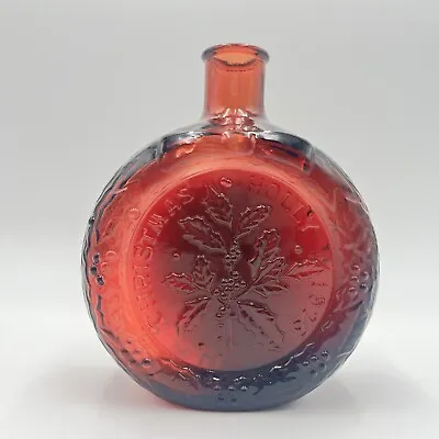 Vintage Wheaton Ruby Red 1973 Christmas Holly Bottle￼ • $12