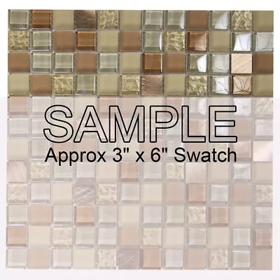 Mosaic Tile Glass Marble  Metal Coeus Squares Kitchen Wall Backsplash Tan • $4.49