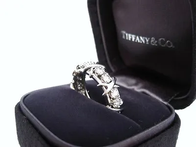 Tiffany & Co. Jean Schlumberger 18 Stone Diamond Platinum Band Ring  Size 8.5 • $11595