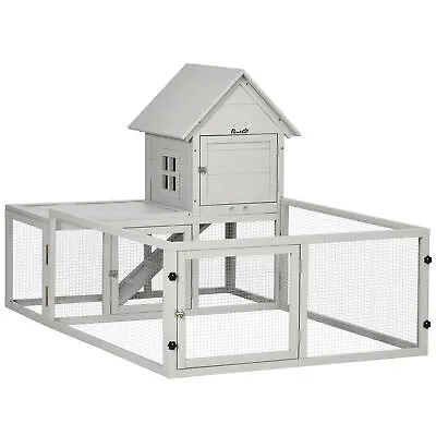 PawHut 5FT Rabbit Hutch With Run Wooden Large Guinea Pig Cage For Indoor Grey • £99.99