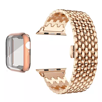 $21.99 • Buy  Stainless Steel Watch Band Strap + Case For Apple Watch Band Series 8 7 6 5 4 3