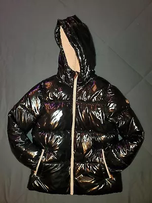 Michael Kors Girls Rain Coat Puffer Waterproof Black Pink Size Large ~ 18 • $20