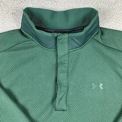 Under Armour Sweater Mens Large Green Textured Snap Collar Golf Loose ColdGear • $32.36