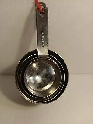 Stainless Steel Measuring Cups Set Of (4) 1cup 1/2 Cup 1/3 1/4  • $13