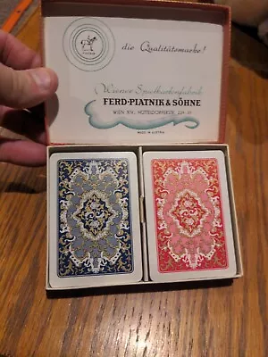 Vintage Piatnik Wien Floral Themed Double Playing Cards Set Austria Full Decks • $23.47