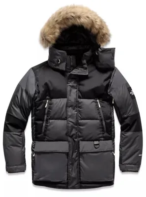 Authentic The North Face Vostok 550 Down Fur Trim Parka Coat Jacket Grey/Black M • $325