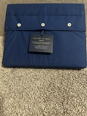 Ralph Lauren Percale Blue Organic Cotten Flat Sheet Queen • £47.23