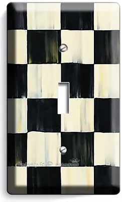 Country Rustic Black White Checkered Light Switch Outlet Wall Plate Diner Decor • $19.99