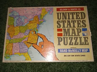 Vintage UNITED STATES MAP Puzzle # 519 Rand McNally 21 X14  Selchow & Righter • $13