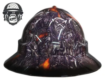 Custom Hydrographic Safety Hard Hat SATAN OF HELL PRO CHOICE WIDE BRIM • $85