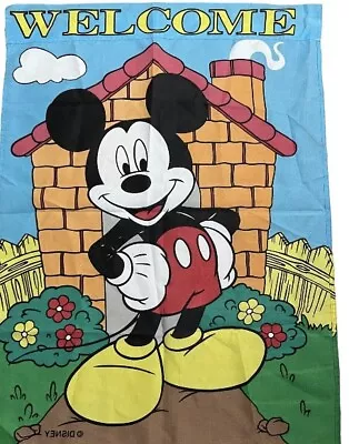 Welcome Mickey Mouse Banner Flag Outdoor 28” X 40”  Disney Party EUC • $16